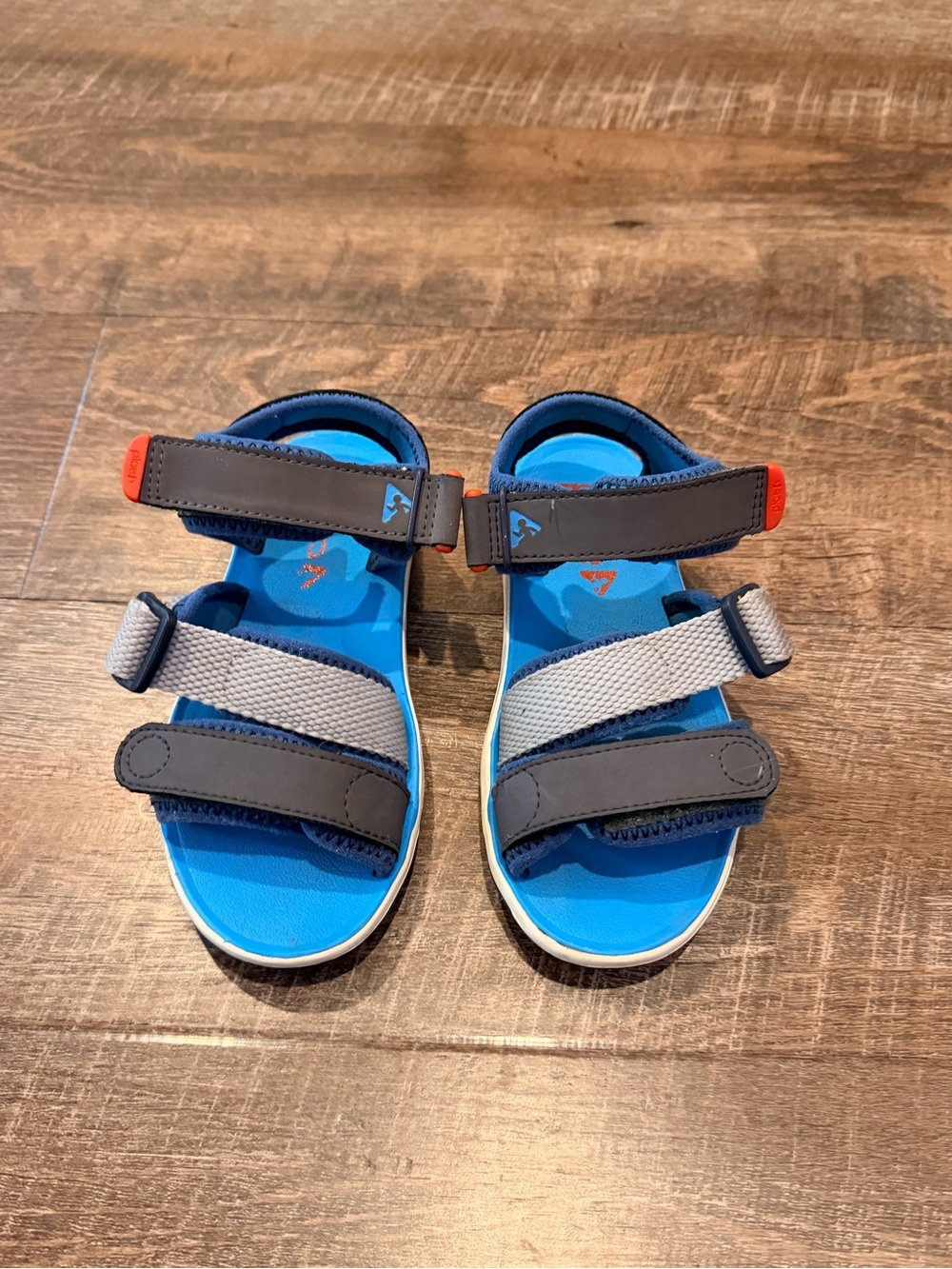 Plae Kids Adjustable Sport Sandals Blue Gray Hook & Loop Size 11